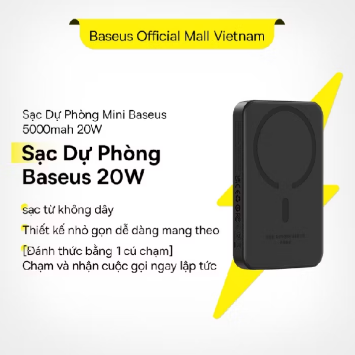 Sạc dự phòng không dây Baseus sạc nhanh dung lượng 5000mAh dành cho các dòng iPhone 14 /13 /12 Pro / Pro Max